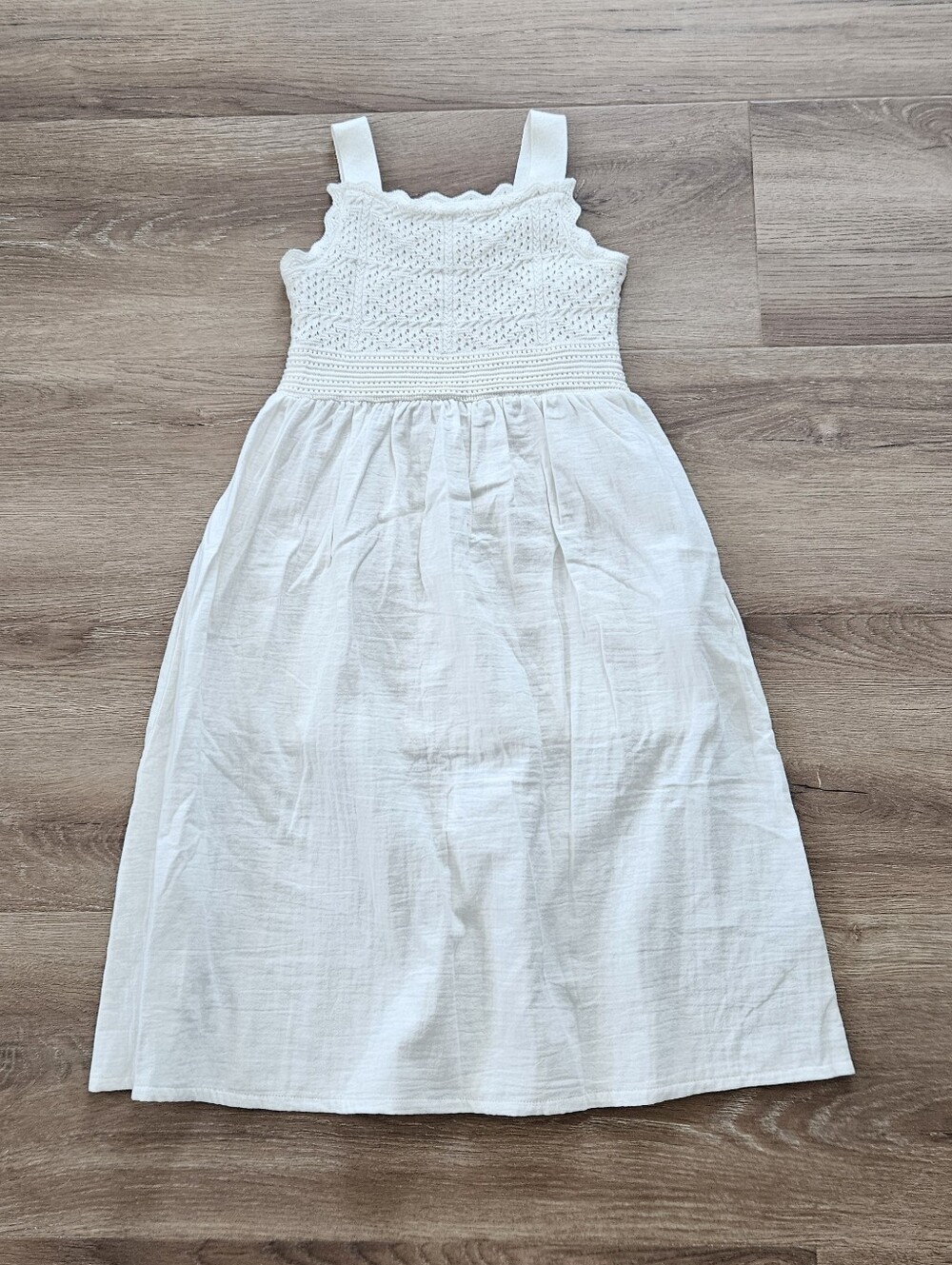 Cat & Jack Girls White Crochet Bodice Sundress Size S